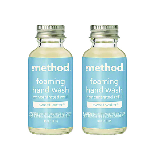 Method Refill + Reuse Foaming Hand Soap Refill, Sweetwater, 1 oz Refill Bottle, 2/Pack (356011)