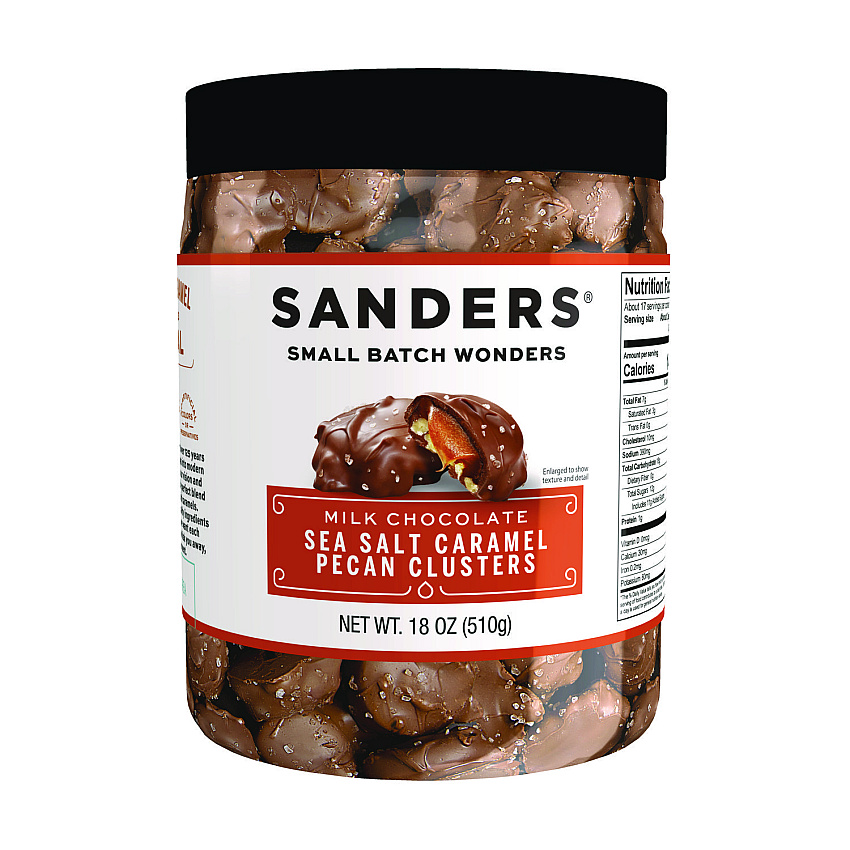 Sanders Small Batch wonders Sea Salt Caramel Pecan Clusters, 18 oz Tub (MRY30971)