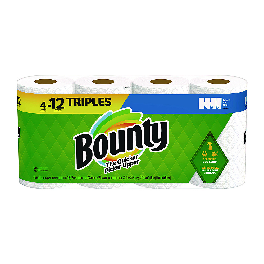 Bounty&reg; Kitchen Roll Paper Towels, 2-Ply, 135 Sheets, 4 Rolls (06134)