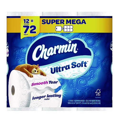 Charmin&reg; Ultra Soft Standard Toilet Paper, 2-Ply, 336 Sheets, 12 Rolls (08471)