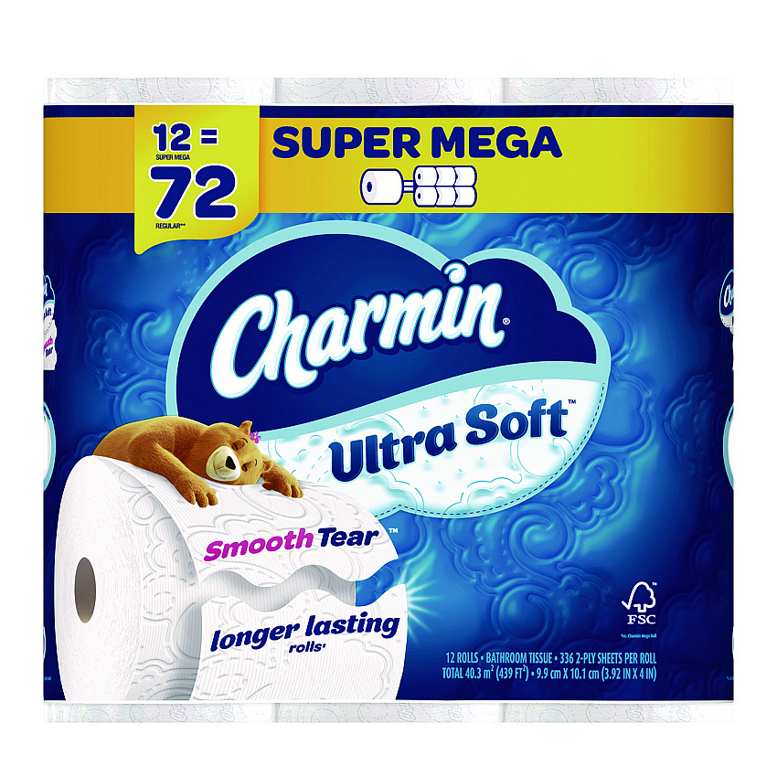 Charmin&reg; Ultra Soft Standard Toilet Paper, 2-Ply, 336 Sheets, 12 Rolls (08471)