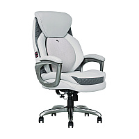 Sharper Image Ergonomic Bonded Leather Swivel Executive Massage Chair, Supports Up to 275 lbs, 20" to 23" Seat Height, Off-White (60098WHT)