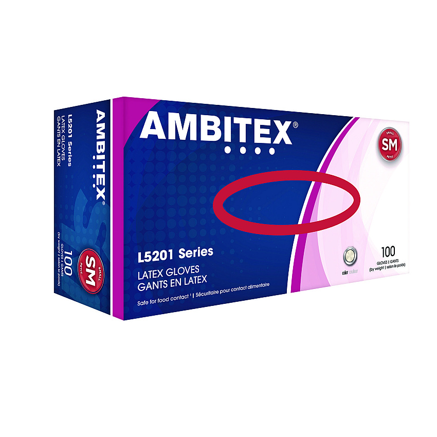 AMBITEX L5201 Series Powder-Free Latex Gloves, Ivory, Small, 100 Gloves/Box, 10 Boxes/Carton (LSM5201CT)