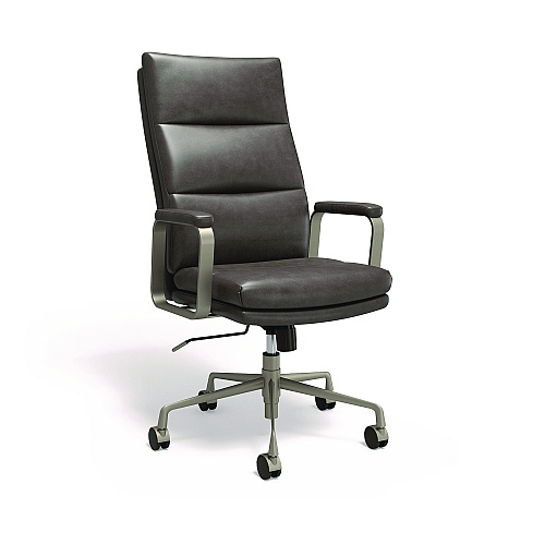 Union & Scale Industria 3-40C Ergonomic Bonded Leather Swivel Manager Chair, Supports Up to 275 lbs, 18.31" to 21.85" Seat Height, Gray (UN61463CC)
