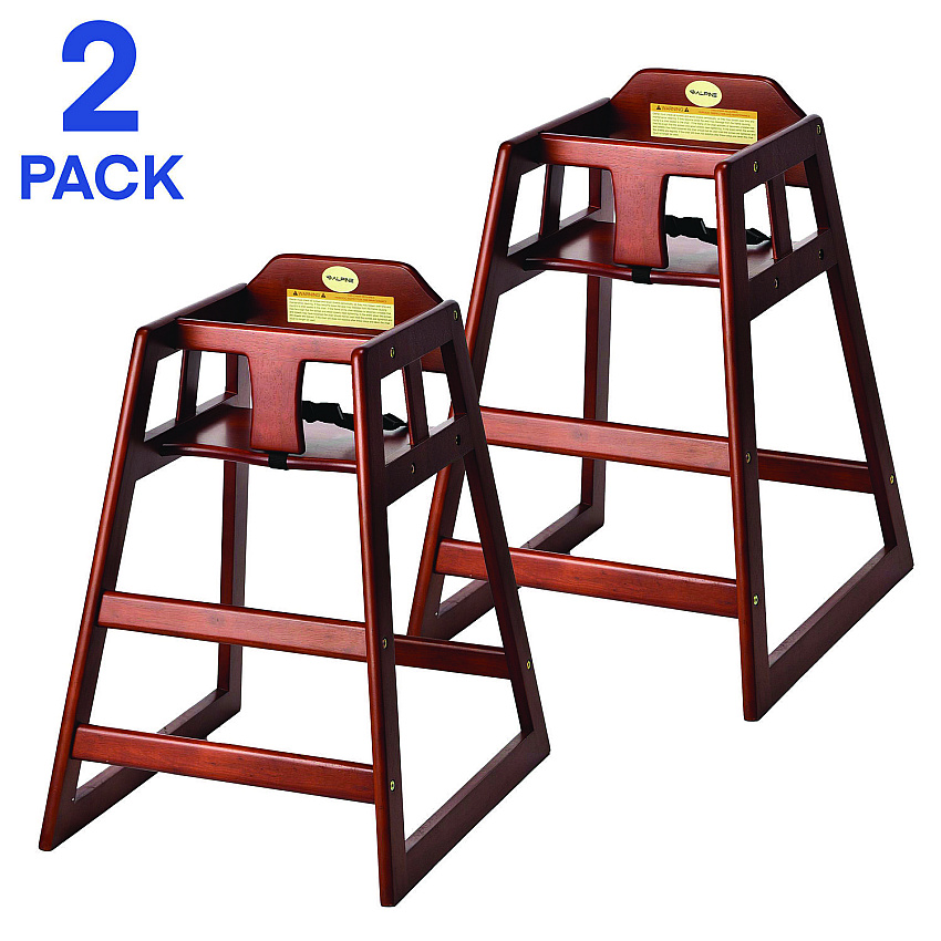 Alpine Wooden Stackable High Chair, Supports up to 50 lbs, 29.02" h, Mahogany, 2/Pack (ALP41202MA)