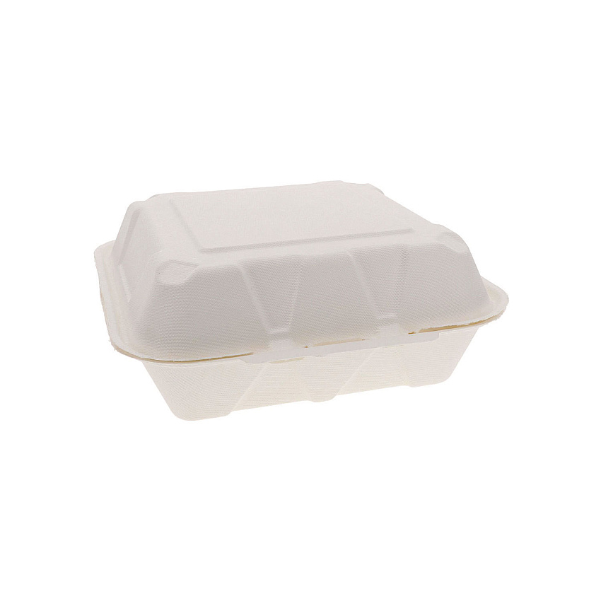 Pactiv EarthChoice PFAS Free Compostable Hinged Lid Container, 9 x 9 x 3, White, Sugarcane, 150/Carton (YMCH0901BB)