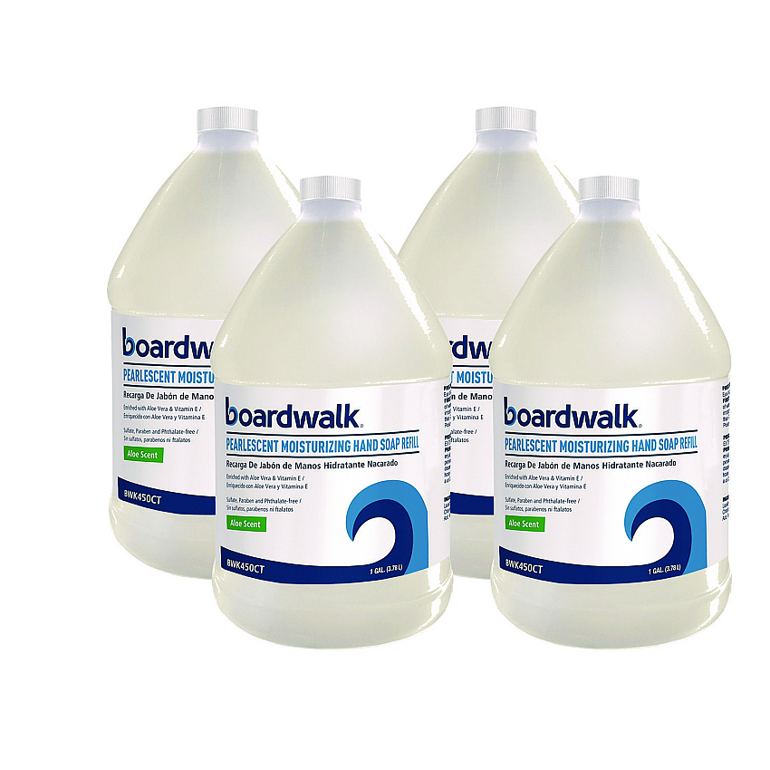 Boardwalk&reg; Pearlescent Moisturizing Liquid Hand Soap Refill, Aloe Scent, 1 gal Bottle, 4/Carton (BWK450CT)