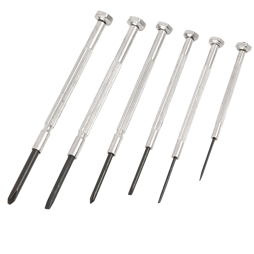 Great Neck Precision Screwdriver Set, Six-Piece, Phillips/Slotted, Assorted Lengths, Polished Steel Handles (GP6C)
