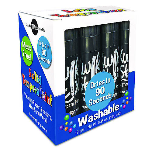 The Pencil Grip Kwik Stix Single Color Pack, 0.7" x 3.5", Black, 12/Pack, 12 Packs/Carton (6001012)