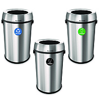 Alpine 17 Gallon Stainless Steel Open Top Recycling, Trash and Compost Station (47065LRTCO)