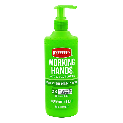 O'Keeffe's Working Hands Hand and Body Lotion, 12 oz Pump Bottle, Unscented (115760)