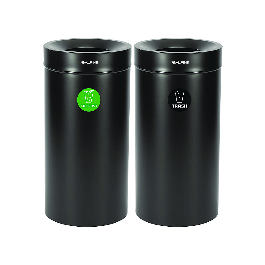 Alpine 27 Gallon Black Stainless Steel Compost Bin and Trash Can (47527BLKCOT)
