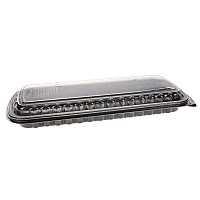 Pactiv MealMaster Rib Container Base/Lid, 16.6 x 7.3 x 2.3, Black/Clear Plastic, 80/Carton (YCNC167000DZ)