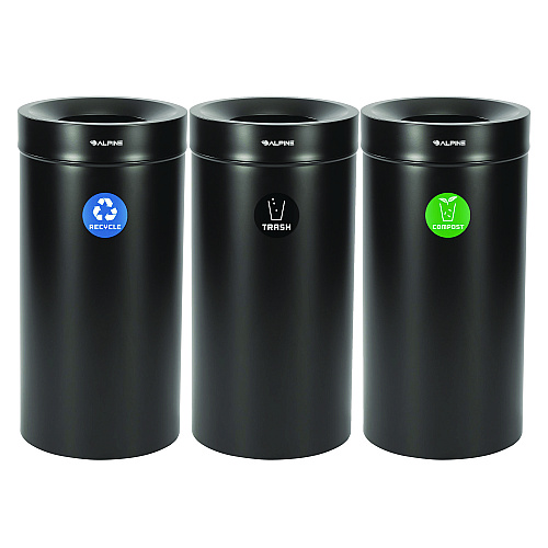 Alpine 27 Gallon Black Stainless Steel Compost Bin, Recycling Can and Trash Receptacle (47527BLKRTCO)