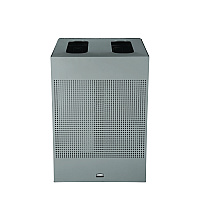 Designer Line Silhouettes Waste Receptacle, 34 gal, Steel, Silver Metallic