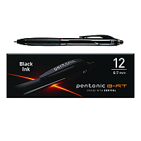 TOPS PENTONIC Retractable Ballpoint Pen, Fine 0.7 mm, Black Ink, Black Barrel, 12/Pack (12120)