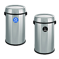 Alpine 17 Gallon Stainless Steel Open Top Recycling Bin and Trash Receptacle (ALP47065LRT)