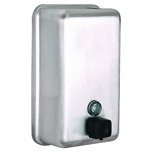 Alpine Vertical Manual Surface-Mounted Stainless Steel Liquid Soap Dispenser, 40 oz, 2.8 x 4.8 x 8.1, Brushed Stainless Steel (ALP423SSB)