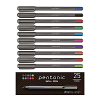 TOPS PENTONIC Medium Point Ballpoint Pen, 1 mm, Assorted Ink Colors, Charcoal Gray Barrel, 25/Pack (12127)