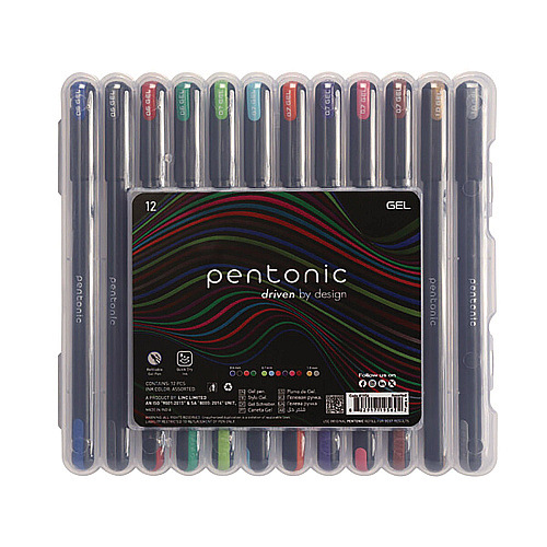 TOPS PENTONIC Gel Stick Pen Set, (4) 0.6mm Fine Tip, (6) 0.7mm Fine Tip, (2) 1 mm Medium Tip, Assorted Ink/Barrel Colors, 12/Pack (12185)
