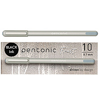 TOPS PENTONIC Frost Pen, Stick, Fine 0.7 mm, Black Ink, Pale Gray Barrel, 10/Pack (13086)