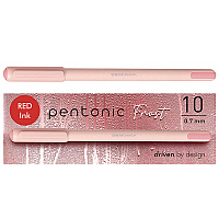 TOPS PENTONIC Frost Pen, Stick, Fine 0.7 mm, Red Ink, Pale Pink Barrel, 10/Pack (13087)