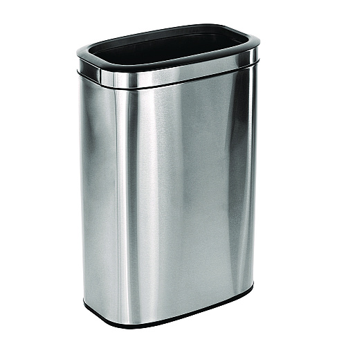 Alpine Stainless Steel Rectangular Liner Open Top Trash Can, 10.5 gal, Brushed Stainless Steel (ALP47040L)