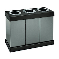Alpine 28 Gal. Indoor Trash Cans and Recycling Bins, Corrugated Polypropylene, Gray, 3 Bin (ALP47103BLK)