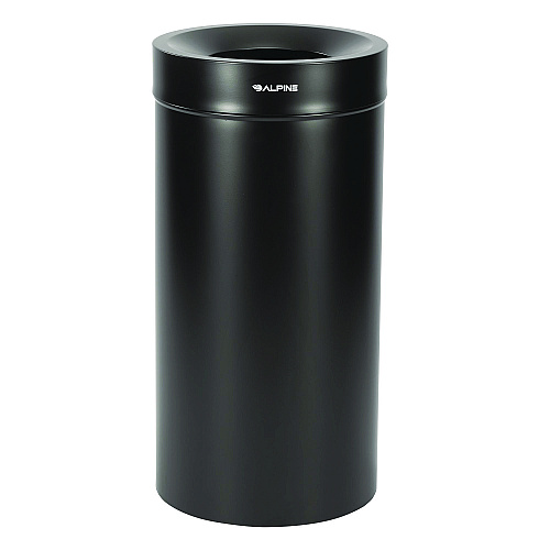 Alpine 27 Gallon Stainless Steel Commercial Indoor Trash Can, Black (ALP47527BLK)