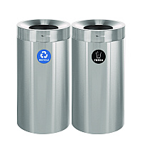 Alpine 27 Gallon Stainless Steel Recycling Can and Trash Receptacle, Brushed Stainless Steel (ALP47527RT)