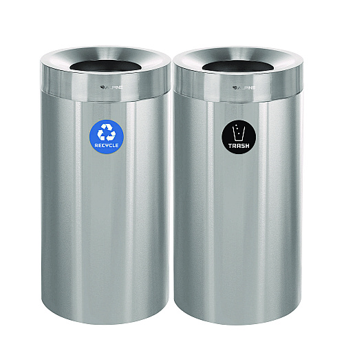 Alpine 27 Gallon Stainless Steel Recycling Can and Trash Receptacle, Brushed Stainless Steel (ALP47527RT)