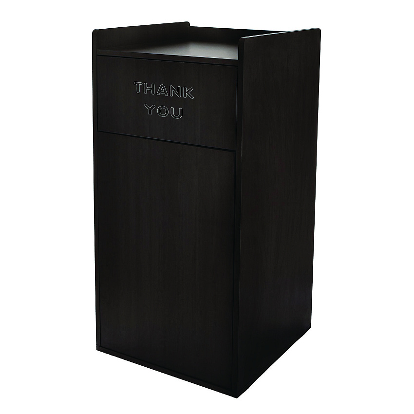 Alpine 40 Gal Commercial Tray Top Waste Enclosure Trash Receptacle, 40 gal, Wood, Black (ALP476BLK)