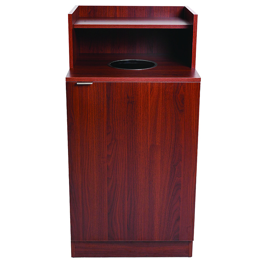 Alpine 32 Gallon Wooden Enclosed Waste Receptacle with Drop Hole, Mahogany (ALP476DHMA)