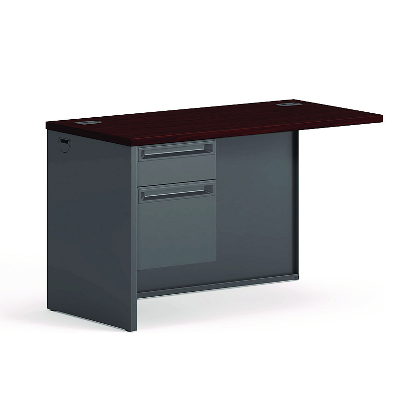 HON 38000 Series Flush Return, Left, 48w x 24d x 29.5h, Mahogany/Charcoal (38216LNS)