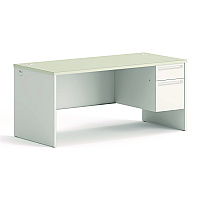 HON 38000 Series Right Pedestal Desk, 66" x 30" x 30", Light Gray/Silver (38291RB9Q)