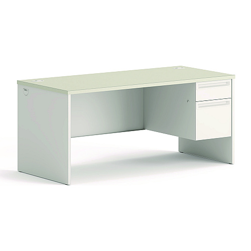 HON 38000 Series Right Pedestal Desk, 66" x 30" x 30", Light Gray/Silver (38291RB9Q)