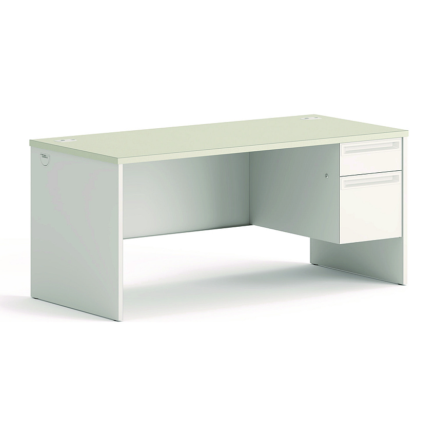 HON 38000 Series Right Pedestal Desk, 66" x 30" x 30", Light Gray/Silver (38291RB9Q)