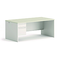 HON 38000 Series Left Pedestal Desk, 72" x 36" x 30", Light Gray/Silver (38294LB9Q)