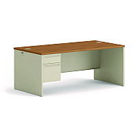 HON 38000 Series Left Pedestal Desk, 72" x 36" x 29.5", Harvest/Putty (38294LCL)