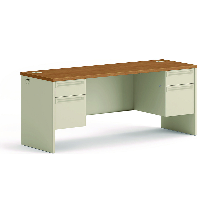 HON 38000 Series Kneespace Credenza, 72w x 24d x 29.5h, Harvest/Putty (38854CL)