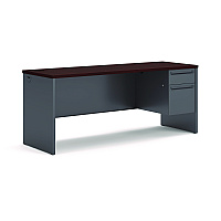 HON 38000 Series Right Pedestal Credenza, 72w x 24d x 29.5h, Mahogany/Charcoal (38856RNS)