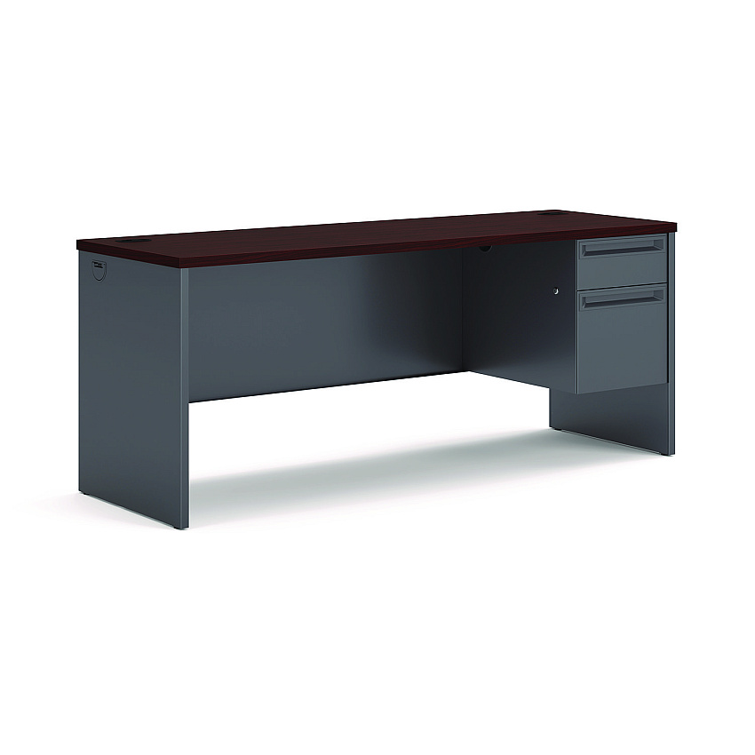 HON 38000 Series Right Pedestal Credenza, 72w x 24d x 29.5h, Mahogany/Charcoal (38856RNS)