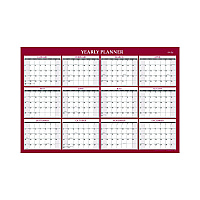 Blue Sky Classic Red Laminated Erasable Wall Calendar, 48 x 32, White/Red/Gray Sheets, 12-Month (Jan to Dec): 2026 (100034)