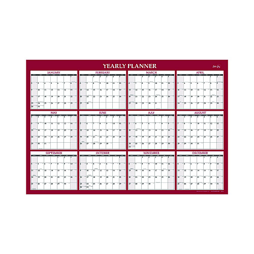Blue Sky Classic Red Laminated Erasable Wall Calendar, 48 x 32, White/Red/Gray Sheets, 12-Month (Jan to Dec): 2026 (100034)