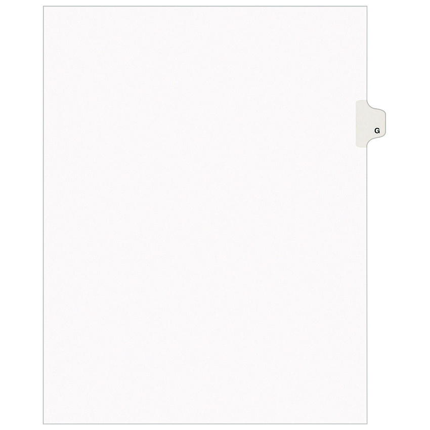 Preprinted Legal Exhibit Side Tab Index Dividers, Avery Style, 26-Tab, G, 11 x 8.5, White, 25/Set, (1407) (01407)