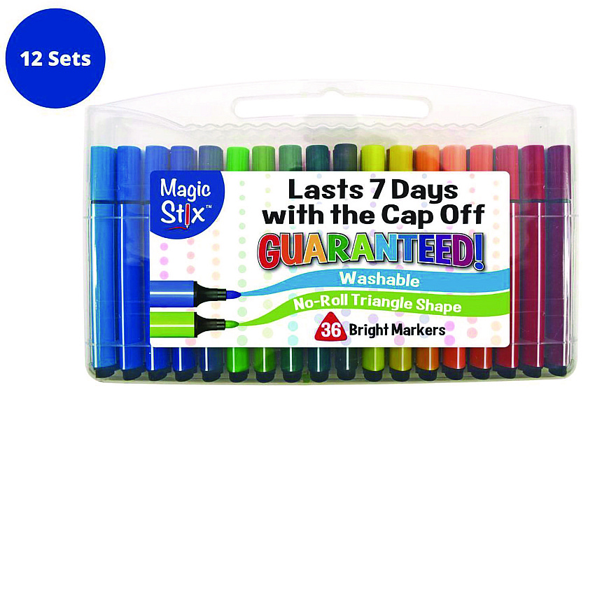 The Pencil Grip Magic Tri Stix Set, 36 Assorted Colors, 36/Set, 12 Sets/Carton (39912)