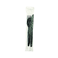 Dixie Individually Wrapped Heavyweight Cutlery Set, Fork/Knife/Spoon, Plastic, Black, 250/Carton (CH56C7)