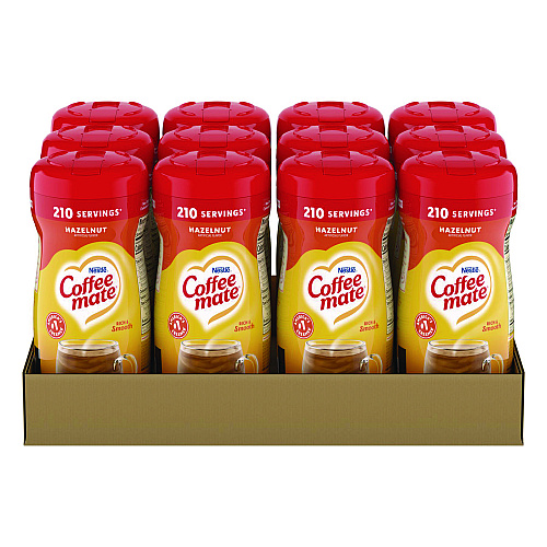 Coffee-mate Non-Dairy Powdered Creamer, Hazelnut, 15 oz Canister, 12/Carton (12345CT)