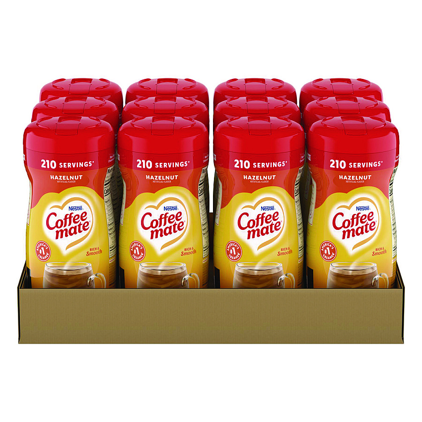 Coffee-mate Non-Dairy Powdered Creamer, Hazelnut, 15 oz Canister, 12/Carton (12345CT)