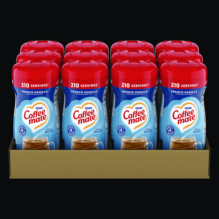 Coffee-mate Non-Dairy Powdered Creamer, French Vanilla, 15 oz Canister, 12/Carton (35775CT)